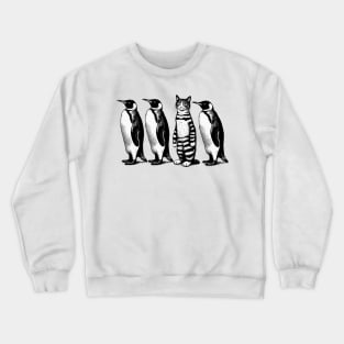 Unexpected Retro Penguins Cat Funny Cat Crewneck Sweatshirt